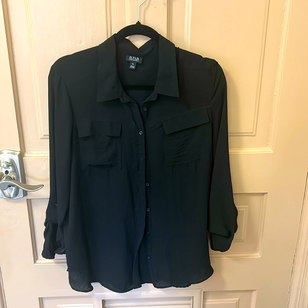 A. N. A XL black 100% polyester blouse